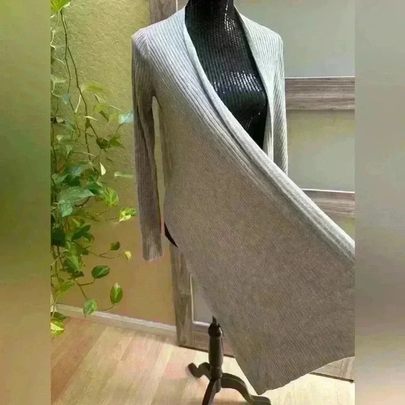 ATHLETA Solstice grey ribbed waterfall open front cardigan 🩶 - Picture 2 of 6